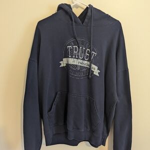 VTG 2XL TRUST Proverbs 3:5 Christian Navy Blue Hooded Sweatshirt